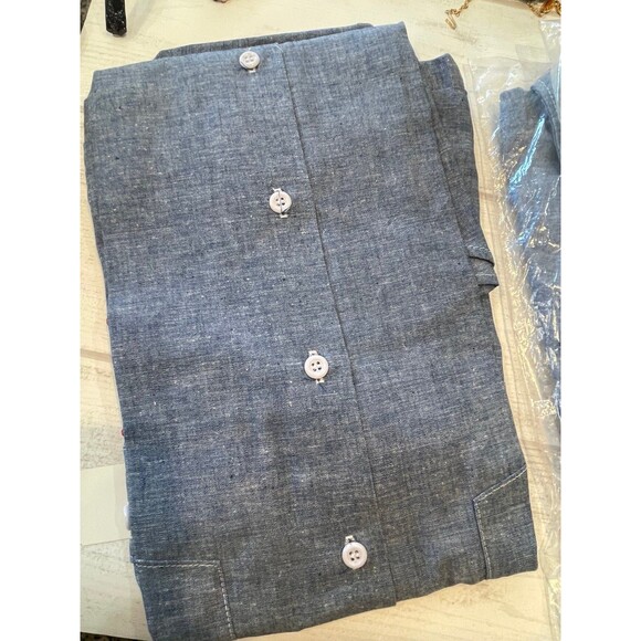 NEW KEY WORK DENIM SHIRTS blue gas service neck, 16 1/2 length 35 NWT set of 2 - Picture 9 of 9